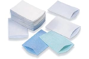 EUROMEDIS 50 x Gant de Toilette jetable en Non-tissé Molletoné Épais Blanc - 23 x 15 cm - 80 g/m²