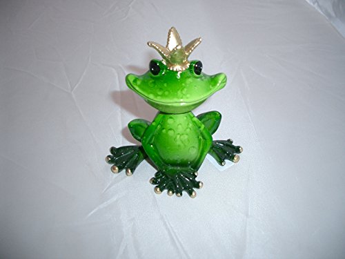 Preisvergleich Produktbild Froschkönig klein, grün, sitzend aus Polyresin