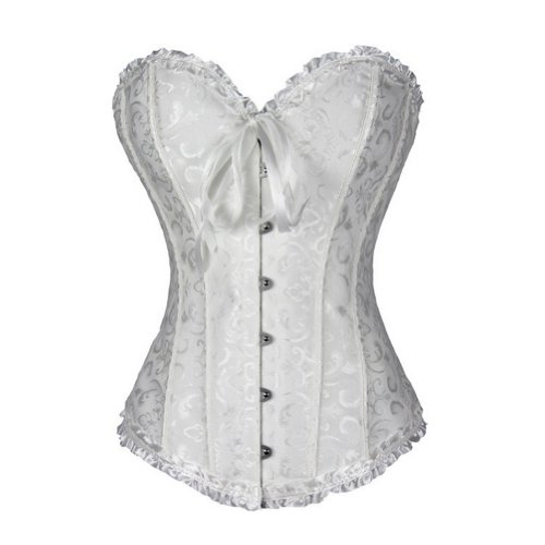 Newleaves-Women-Sexy-White-Overbust-Corset-Burlesque-Basque-Lingerie-with-Thong-Size-22-24