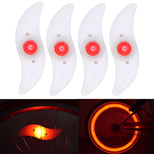 Riao-Tech 4er Set Fahrrad Speichenlicht Fahrradreflektoren, LED Speichenleuchten mit 3 Leuchtmodi Rot Red