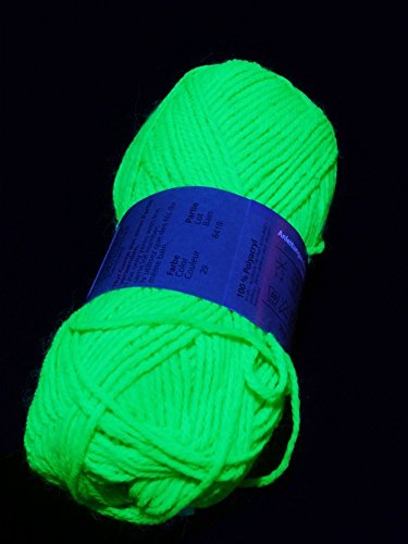 UV Schwarzlicht Wolle grün, 50g Neon Schwarzlicht Stringart Goa
