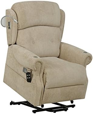 The Ultima Dual Motor Fabric Riser Recliner Chair with reading light, usb charging and table