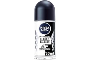 NIVEA MEN Black & White Original Anti-Perspirant Roll On (50ml), 72hr Anti-Sweat Roll On Deodorant for Men, No Stains on Black and White Clothes