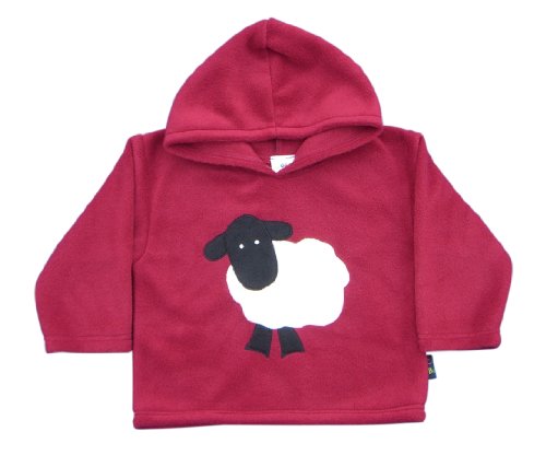 CozyBear FHA10R Red Berry Fleece Hoody Top Top with Sheep - Size 1-2 yrs