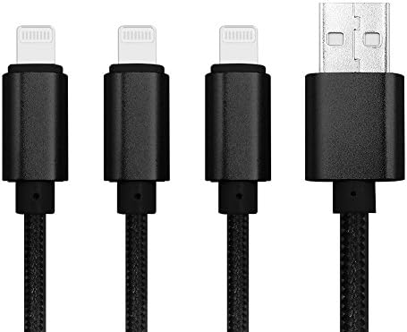 Multi USB cable, 4ft Nylon braided 3 in 1 USB charging cable adapter plug with 3 Lightning USB for iPhone7, 6s, 6, 6 Plus, 5 / 5S / 5C,SE, Ipad(Black)