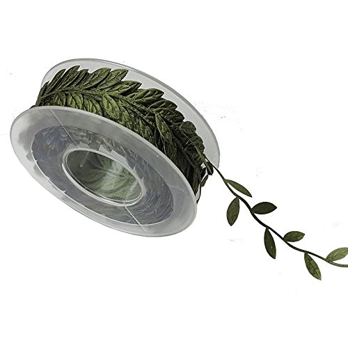 Yalulu 10 Yard Premium Leaf Ribbon Girlanden trimmen Satinband Spitzenborte Borte DIY Hochzeitsdekoration - 2