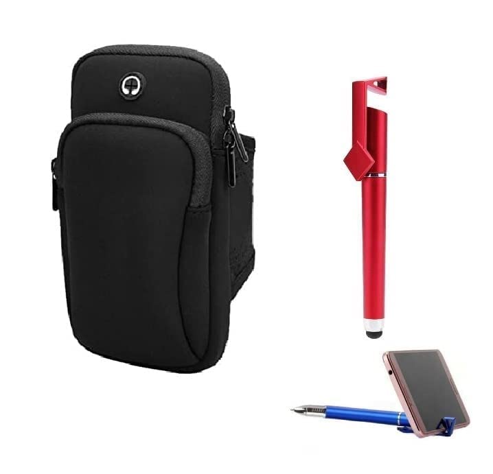 BLAXSTOC A-1 Armband for Running Waterproof Washable Mobile Holder Arm Band for Fitness Gym Outdoor Sports, Armband for i-Phone/Vivo/Oppo/Samsung/Xiaomi Redmi (Under 6.5 Inch) 3in1 Stylish Pen Stand