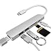 Produktbild PYXZQW Nabe USB C-Hub C-Adapter HDMI-Adapter mit 4K HDMI 2 USB 3.0-Anschluss SD TF-Kartenleser für MacBook Chromebook und USB C Laptop,Silver