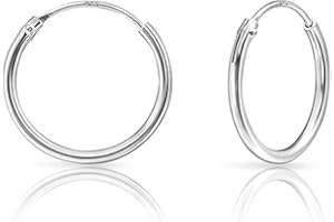 DTPSILVER Pendientes Aro Plata Mujer - Aros Plata Mujer - Pendientes Hombre Mujer Niña - Espesor 1.5 mm Diámetro 8, 10, 12, 14, 16, 18, 20, 25, 30, 40, 50, 60,70,80 mm