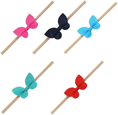 5PCS Baby Butterfly Felt Headband Nylon Strap Hair Accessories 2#