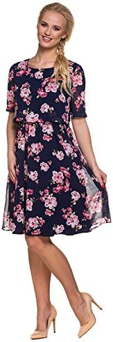 Maternity Nursing Dress Chic Aurora Flowers Print Chic Chiffon XL (X-Large) - Maternity Clothing by MY TUMMY ®©™