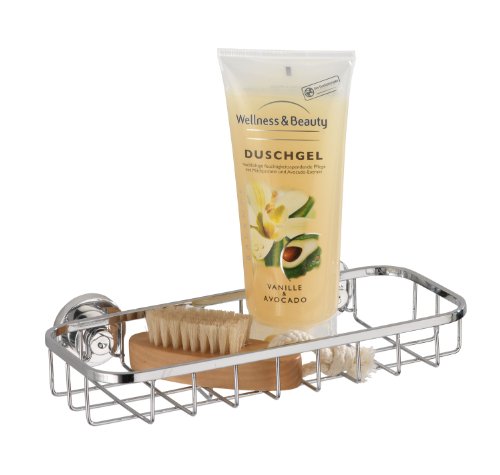 WENKO 17795100 Power-Loc Universalablage Bovino - Befestigen ohne bohren, Easy Hang On, Edelstahl rostfrei, 22.5 x 6 x 11.5 cm, Glänzend