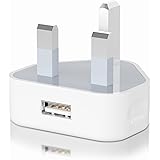 USB Plug UK 3 Pin Mains Charger,USB Wall Charger Plug Adaptor UK Phone Charger 5V/1A/ Charging for iPhone 15 Pro Max/14 Pro M