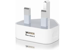 ASD ACCESSORIES USB Plug UK 3 Pin Mains Charger,USB Wall Charger Plug Adaptor UK Phone Charger 5V/1A/ Charging for iPhone 15 Pro Max/14 Pro Max/13 Pro/12 Pro/11 Pro/XS Max/XR/8/7/6 Plus/5S/iPad,Samsung,MP3,USB Device