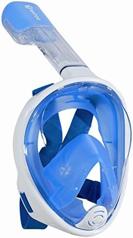WSTOO 180° Full Face Snorkel Mask-With Anti-Fog Anti-Leak Snorkeling Design,For Adults And Kid,See More Water World Larger Viewing Area (BLUE+WHITE, L/XL)