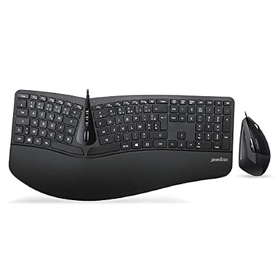 perixx Periduo-505, Souris Vertical et Clavier Ergonomique avec Jeux de Touches séparés, Souris Vertical USB Filaire, Français AZERTY