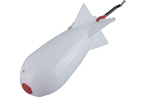 Watkings Fishing Feeder, Fishing Spomb Rocket Shape Spod Float Thrower Bait Holder Attract Carp Nesting Device Bait Feeder Tool Fishing Accessory, White,Large 19cm