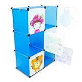 VENKON – Kinderzimmer Steckschrank DYI Steckregal System Regalschrank: 6-Module-Set, blau - 6