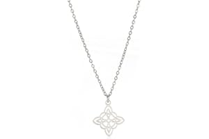 UNIFT Collar de nudo de bruja para mujer, acero inoxidable, colgante de nudo celta irlandés de 4 puntas, dije de moda para regalo de joyería mágica