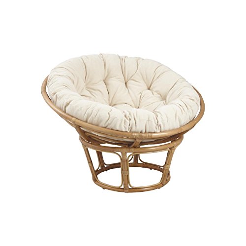 AUBRY GASPARD Fauteuil papasan en rotin avec Coussin écru