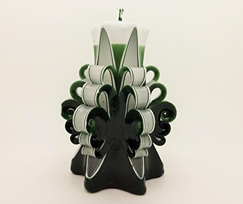 Hand Carved Sculptured Pillar Candle (Green Grey/Small)