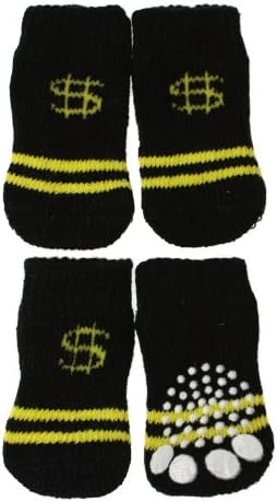 UrbanPup Black / Yellow ''Dollar'' Pet Socks (Medium - Dog Foot Width: 1.25" / 30mm)
