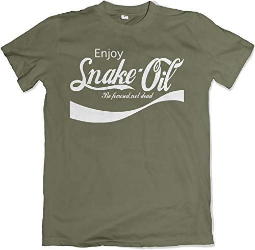 Teamzad Enjoy Snake Oil Be Focused Not Dead Drink Verde Camiseta Medium