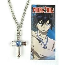 Collier Fairy Tail Avec Pendentif Croix Bleu - Bijou Anime Et Manga