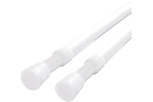 MUHOO Teleskopstange 2 Stück, Gardinenstange klemmen, Vorhangstange Klemmstange, Nutzbar als Kleiderstange/Scheibengardinenstange/DIY Regal - Weiß (82-150cm, Ø16mm)