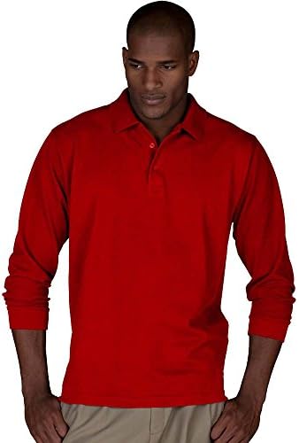 Mens Long Sleeve Pique Polo T Shirts Sizes XS to 4XL WORK CASUAL SPORTS LEISURE (XL - EXTRA LARGE, RED)