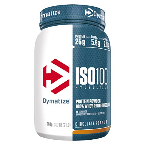 Dymatize ISO 100 Hydrolyzed Poudre d'Isolat de Protéines Faible en Sucre Riche en Protéines Chocolat Cacahuète 900 g