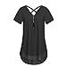 Price comparison product image Bluestercool Womens Chiffon Short Sleeve Loose Tank V-Neck Zipper Hem Scoop T Shirts Tops (L/UK:10, Black)