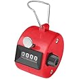SPHTOEO 4-Digit Handheld Tally Counter Manual Mechanical Palm Clicker Counter Tracker (Red)