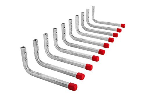 10 Stk. GedoTec® Wandhaken Stahlhaken Montagehaken Stahl verzinkt | 175 x 80 mm | Metallhaken Tragkraft 30 kg | Universalhaken - Kellerhaken oder Garagenhaken uvm. | verstärkte Ausführung mit Quadratrohr | Markenqualität für Ihren Wohnbereich