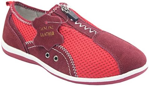 Greenstep Knixmax Womens Zip Leather Mesh Trainers Low-Top Lightweight Slip On Casual Pumps Sneakers