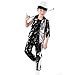 Produktbild Wgwioo Jazz Hip Hop Kinder Dancewear Pailletten Jacke Schule Rapper Kostüme Für Jungen Mädchen,Black,150Cm
