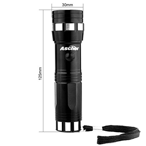 Ascher Superhelle LED Taschenlampe |14 LED | Energiesparend | Aluminiumgehäuse | Schwarz - 2