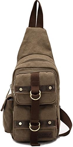 hot sale new style chest bag male canvas bag canvas Korean version leisure bag retro purified cotton inclined shoulder bag (deep khaki)