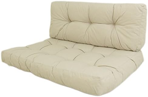Edenjardi Seat cushion pallet + back, realized un Olefin fibre | Seat: 80x120x16 cm + Back: 42x120x16 cm | Ecru colour | Water-repellent | Suitable to use outside