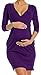 Zeta Ville - Women's Maternity Wrap Nursing V-neck Dress Pockets UK 8-20 - 236c (Purple, 8)