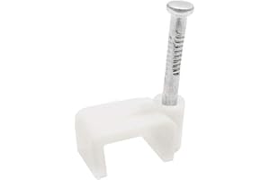 KnnX 28301 | Graffette Fermacavo con Chiodo | Piatto | Bianco | 4,0 mm | Confezione da 100