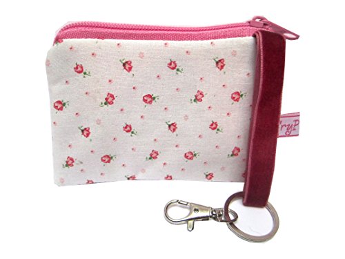 Preisvergleich Produktbild Schlüsseletui Tasche Mäppchen "Kleine Rosen auf Weiß" Röschen Damen Schlüsseltasche Schlüsselmäppchen Tasche Täschchen