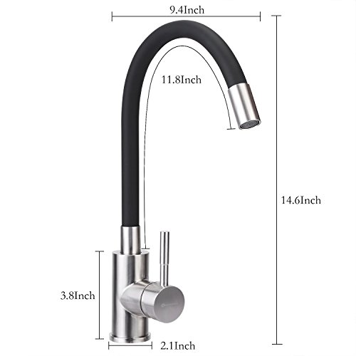 [Verbesserte Version] homeideas Zeitgenössische Küche Spüle Wasser Wasserhahn Trinkwasser Filter Wasserhahn, Dual Hebel Schwenkauslauf mit Erzeugung zu verhindern Spritzwasser, 304 Edelstahl-Finish - 7