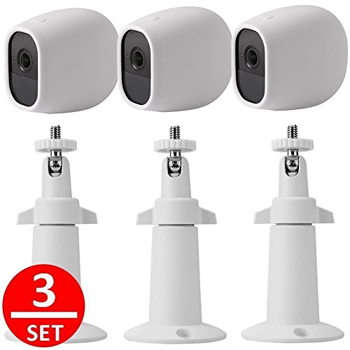 Preisvergleich Produktbild EEEKit 3pcs Sicherheit Metall Wandhalterung + 3pcs Silikon Fällen Schutzhülle, Einstellbare Indoor / Outdoor Halter für Arlo Pro Kamera (3-set White)