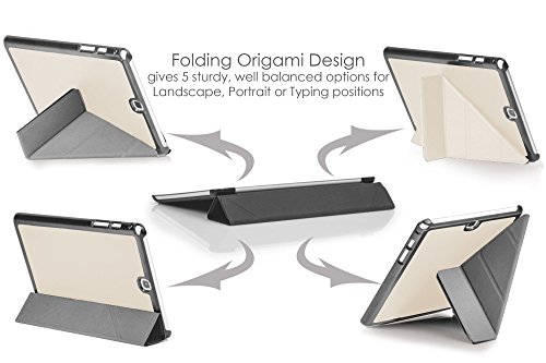 Forefront Cases® Neue Origami Leder Hülle / Tasche / Case / Cover für Samsung Galaxy Tab A 9.7 SM-T550 (Mai 2015) – Rundum-Geräteschutz und intelligente Auto-Sleep-Wake-Funktion mit 3-JAHRES-GARANTIE VON FOREFRONT CASES – inkl. Eingabestift und Displayschutz - 3
