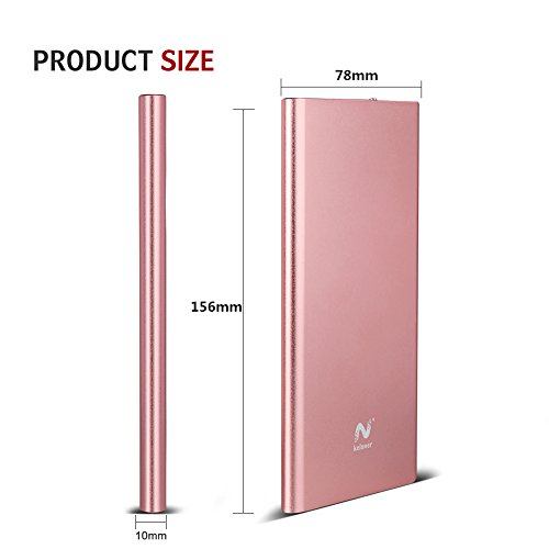 Keluoer Power Bank 10000mAh Ultra Dünn & Kompakt Externer Akku Dual-Port USB Ladegerät für Apple iPad, iPhone, Android Phones, Smartphones, Handys und Tablets (rosengold) - 2