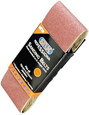 STUK Professional ZA75BS533BJ120 75 mm x 533 mm 120 Grit Medium Fine Butt Jointed Abrasive Sanding Belts - Red (Pack of 3)