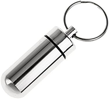 Danyoun Aluminum Alloy Pill Box Case Bottle Holder Container with Keychain, Outdoor Waterproof Capsule, Pack Sealed Waterproof, Container Everyday Carry Emergency Survival Tools, Great for Travel or Outdoor Activities(Silver)
