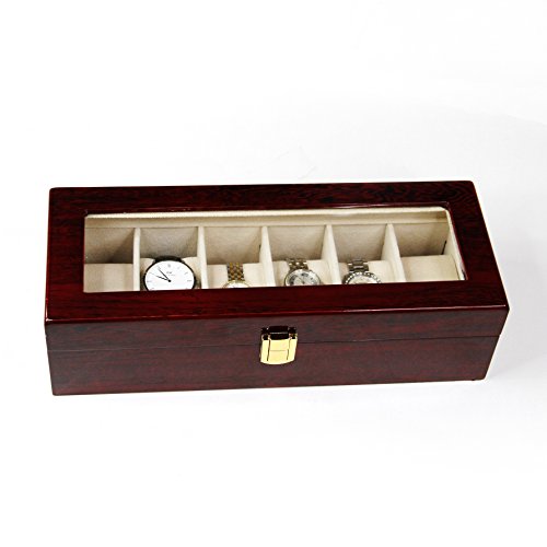Uhrenbox Uhrenkasten Uhrenkoffer für 6 10 Uhren Holz (6 Uhren) - 7