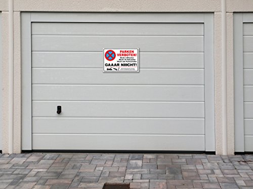 TATMOTIVE PS01 Parkverbotsschild lustig Schild Parken verboten inkl. Schrauben & Löcher / Anti-Graffiti Schutz / 300 x 200 x 3 mm - 3
